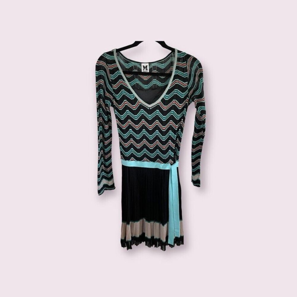 Missoni Drop Waist Green Blue Black Multi Print Knit Dress - Size Unknown